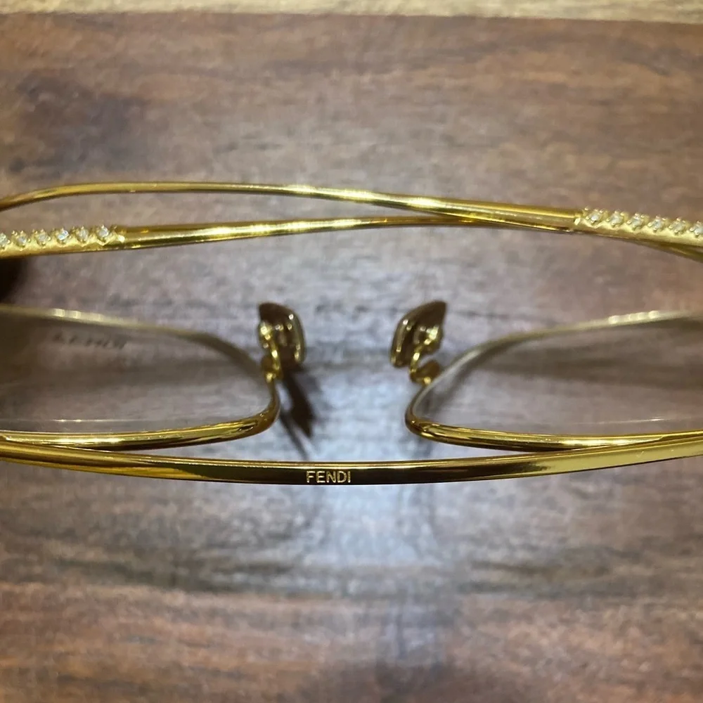 FENDI 57mm aviator oversized gold optical Frames/eyewear